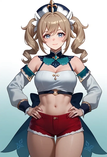 genshin impact,barbara_(genshin_impact),red velvet shorts  - AI generated anime art