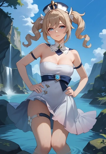 genshin impact,barbara_(genshin_impact),silk slip dress  - AI generated anime art