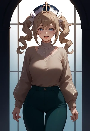 genshin impact,barbara_(genshin_impact),sweater  - AI generated anime art