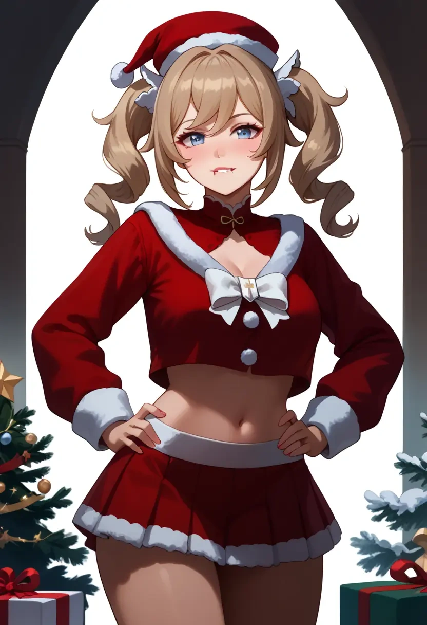 genshin impact,barbara_(genshin_impact),Christmas,skirt  - 