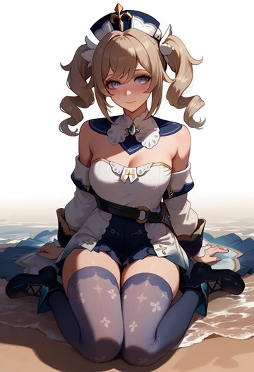 genshin impact,barbara_(genshin_impact),shirt dress,belted,stockings  - AI generated anime art