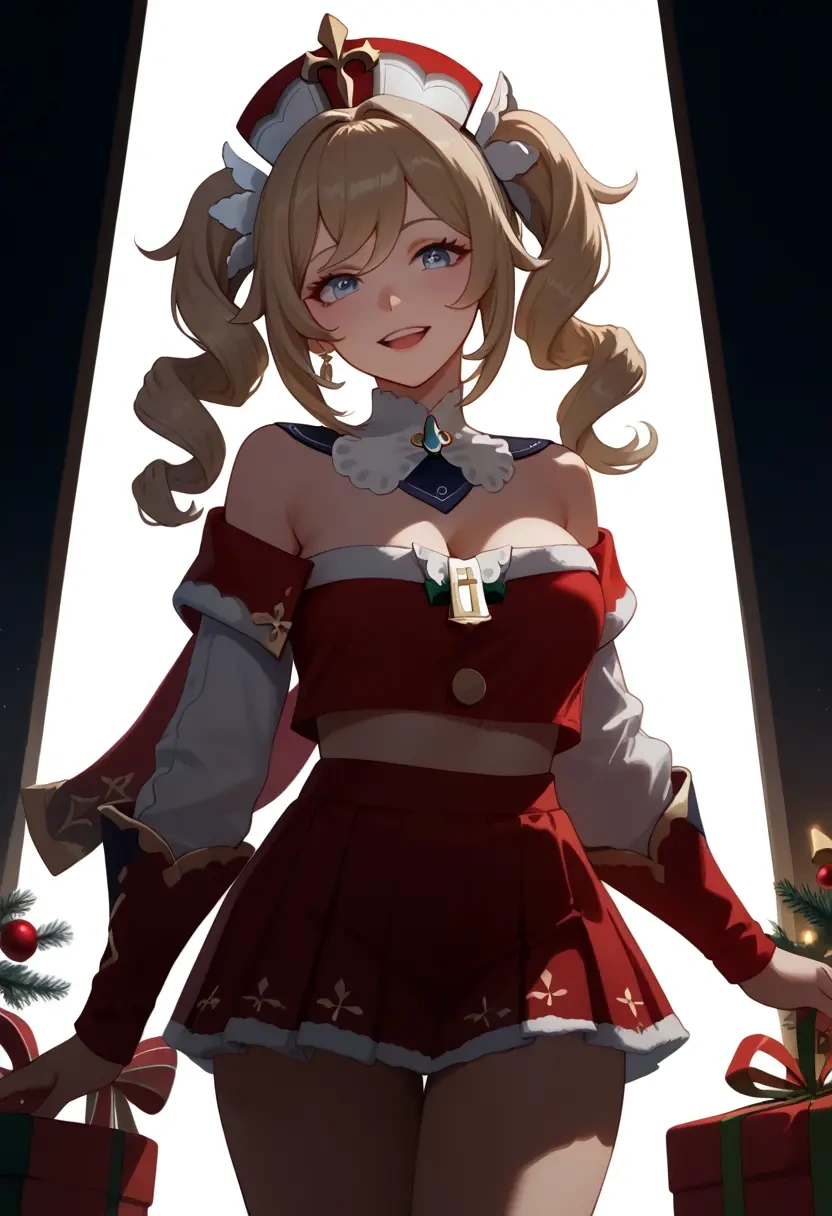 genshin impact,barbara_(genshin_impact),Christmas,skirt  - 