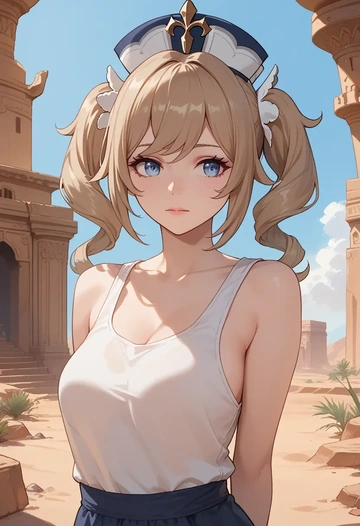 genshin impact,barbara_(genshin_impact),tank top,drawstring pants  - AI generated anime art