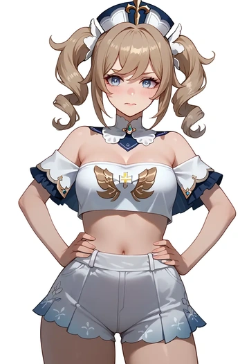 genshin impact,barbara_(genshin_impact),crop top,athletic shorts  - AI generated anime art