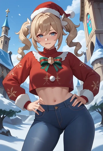 genshin impact,barbara_(genshin_impact),Christmas  - AI generated anime art