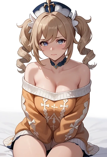 genshin impact,barbara_(genshin_impact),orange,sweater,choker  - AI generated anime art