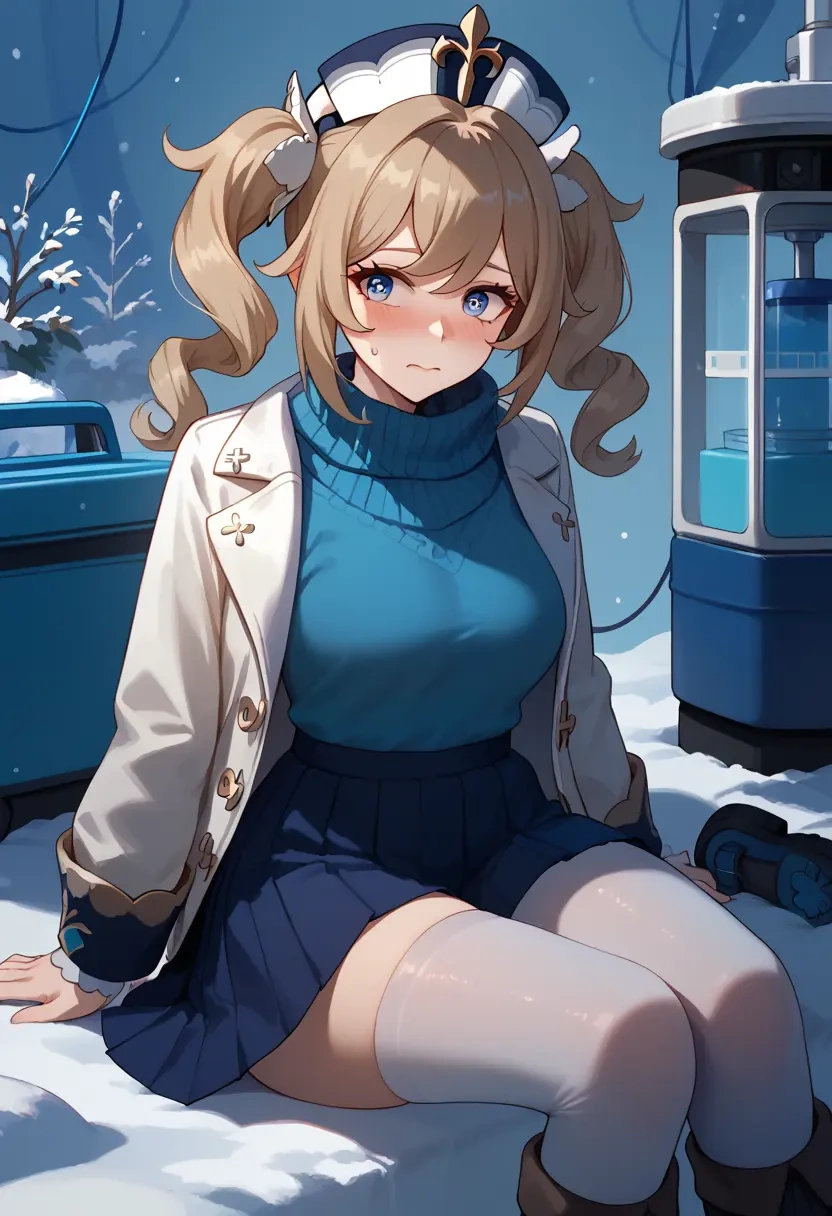 genshin impact,barbara_(genshin_impact),winter,student uniform,puffer jacket  - 