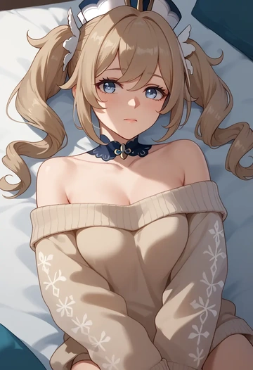 genshin impact,barbara_(genshin_impact),sweater,off-shoulder,collar  - AI generated anime art