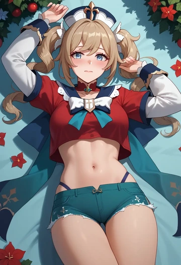 genshin impact,barbara_(genshin_impact),red velvet shorts  - AI generated anime art