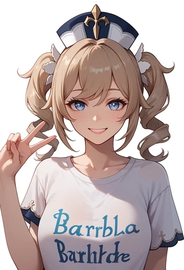 genshin impact,barbara_(genshin_impact),crop graffiti tee,dolphin shorts  - AI generated anime art