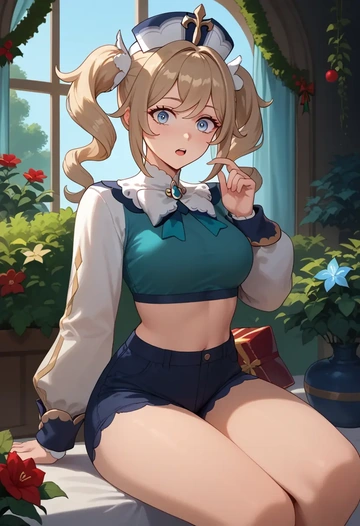 genshin impact,barbara_(genshin_impact),red velvet shorts  - AI generated anime art