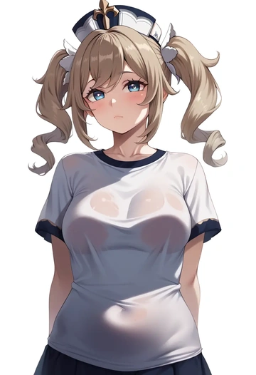 genshin impact,barbara_(genshin_impact),running shirt,shorts,sneakers  - AI generated anime art