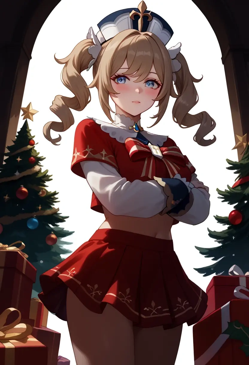 genshin impact,barbara_(genshin_impact),Christmas,skirt  - 