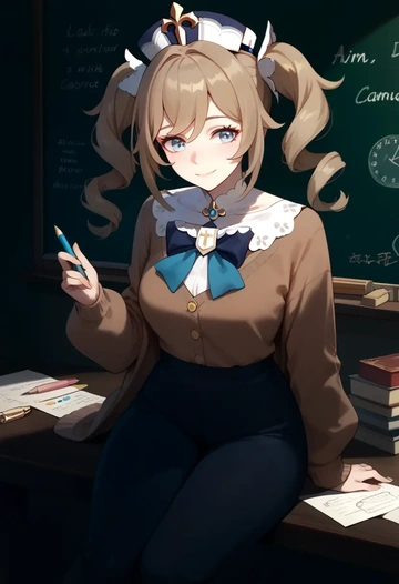 genshin impact,barbara_(genshin_impact),teacher, sweater  - AI generated anime art