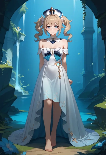 genshin impact,barbara_(genshin_impact),silk slip dress  - AI generated anime art