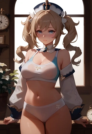 genshin impact,barbara_(genshin_impact),tankini top,board shorts  - AI generated anime art