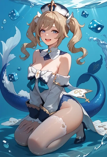 genshin impact,barbara_(genshin_impact),gown,strapless,mermaid silhouette  - AI generated anime art