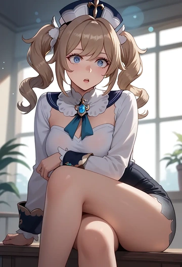 genshin impact,barbara_(genshin_impact),leather,shorts  - AI generated anime art