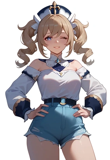 genshin impact,barbara_(genshin_impact),jogger shorts,oversized tank  - AI generated anime art