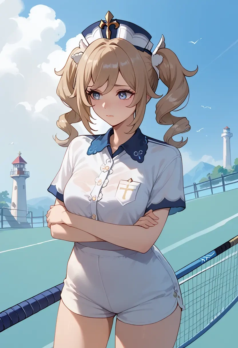 genshin impact,barbara_(genshin_impact),tennis polo,skort  - 