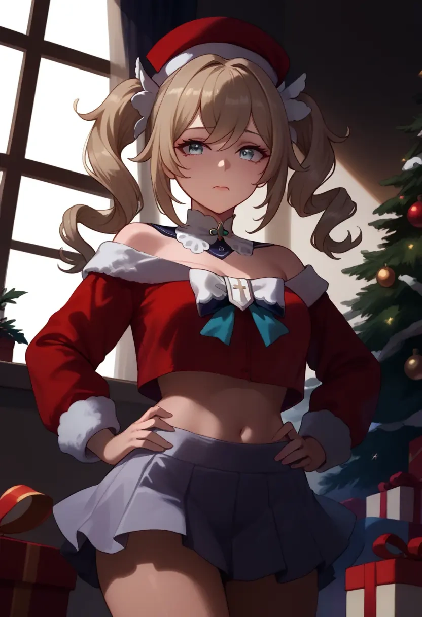 genshin impact,barbara_(genshin_impact),Christmas,skirt  - 