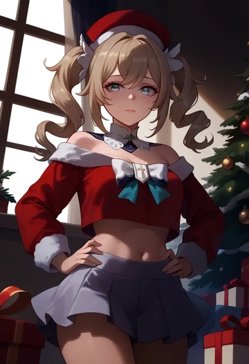 genshin impact,barbara_(genshin_impact),Christmas,skirt  - AI generated anime art