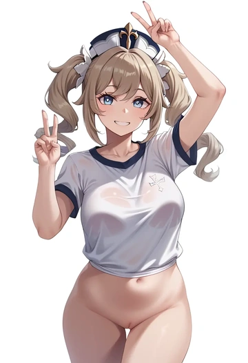 genshin impact,barbara_(genshin_impact),running shirt,shorts,sneakers  - AI generated anime art