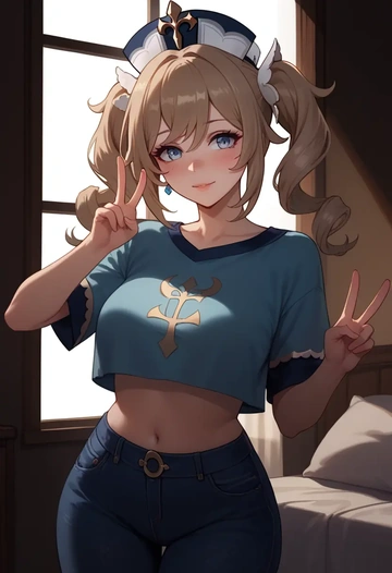 genshin impact,barbara_(genshin_impact),crop top  - AI generated anime art