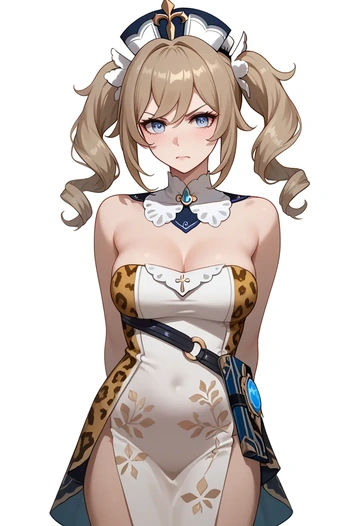 genshin impact,barbara_(genshin_impact),leopard print,silk slip dress  - AI generated anime art