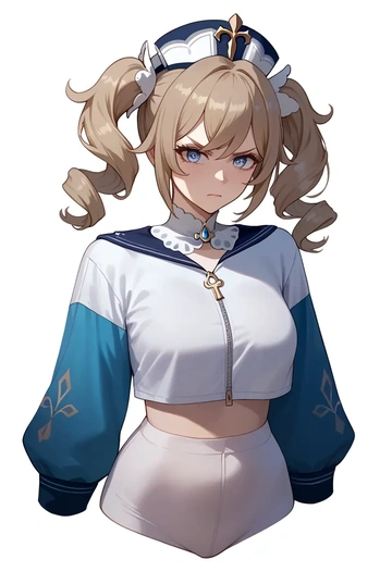 genshin impact,barbara_(genshin_impact),crop hoodie,shorts  - AI generated anime art