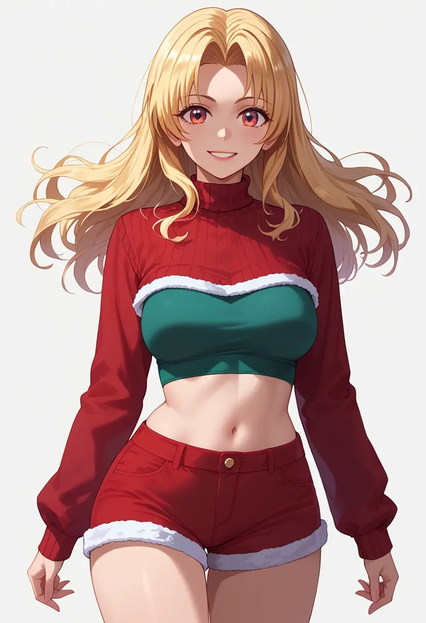 lyrical_nanoha,bardiche,Christmas,red velvet shorts  - 