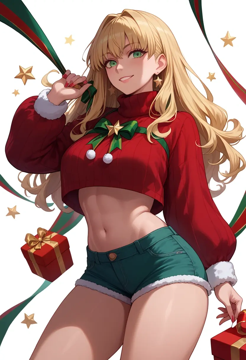 fate_(series),barghest_(fate),Christmas,red velvet shorts,turtleneck sweater  - 