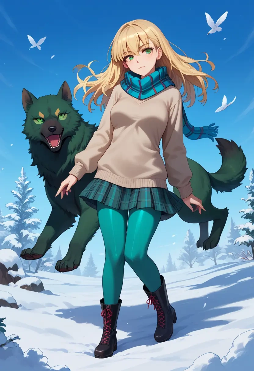 fate_(series),barghest_(fate),winter,student uniform,fur-lined parka  - 