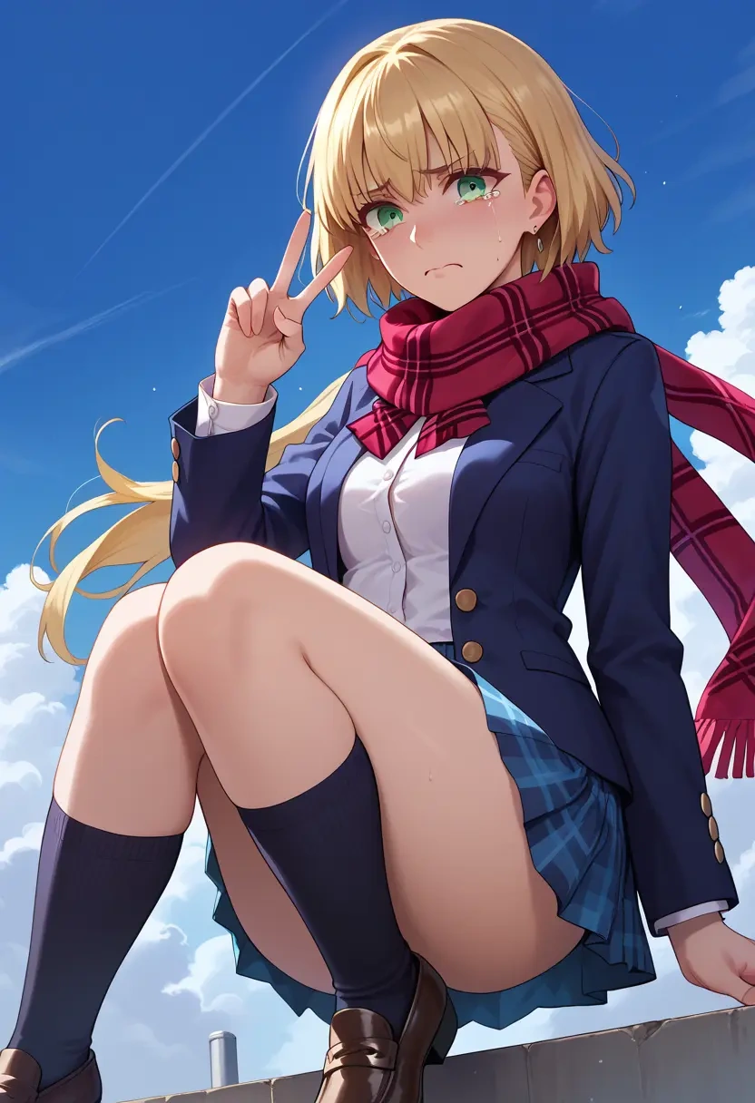 fate_(series),barghest_(fate),winter,student uniform,plaid skirt  - 