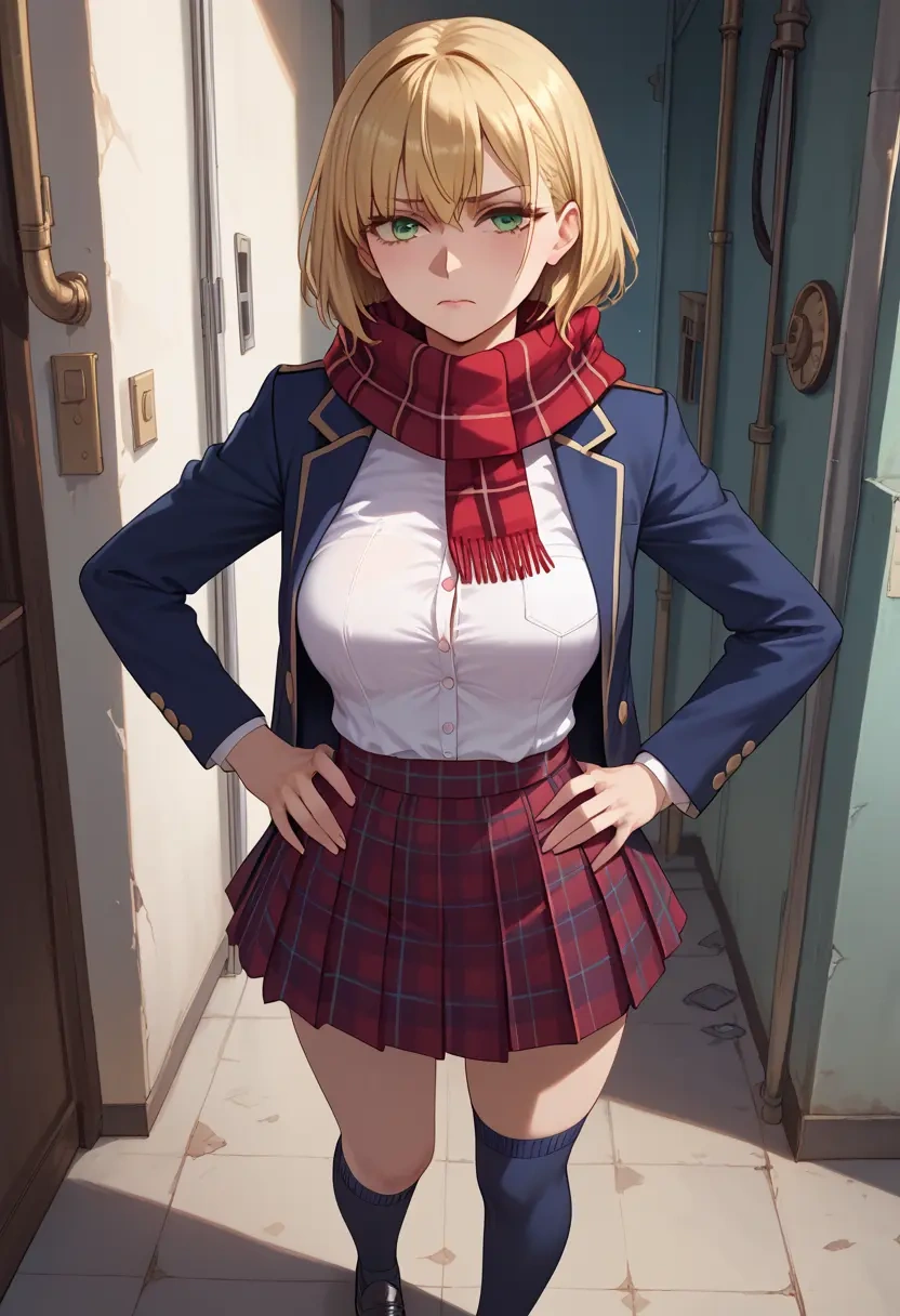 fate_(series),barghest_(fate),winter,student uniform,plaid skirt  - 