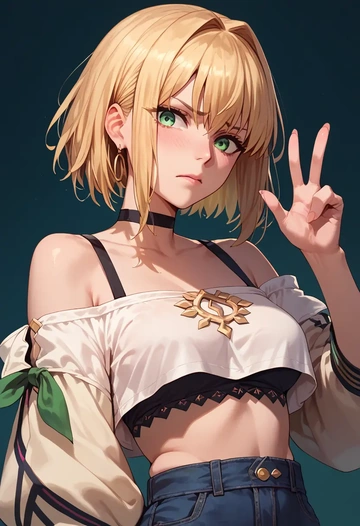 fate_(series),barghest_(fate),off-shoulder top,dolphin shorts  - AI generated anime art