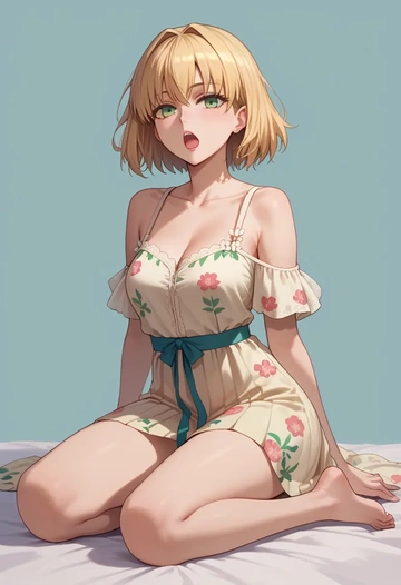 fate_(series),barghest_(fate),silk slip dress,floral prints  - AI generated anime art