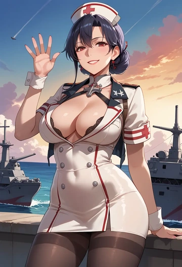 kantai_collection,battleship_princess,nurse, pantyhose,mini skirt  - AI generated anime art