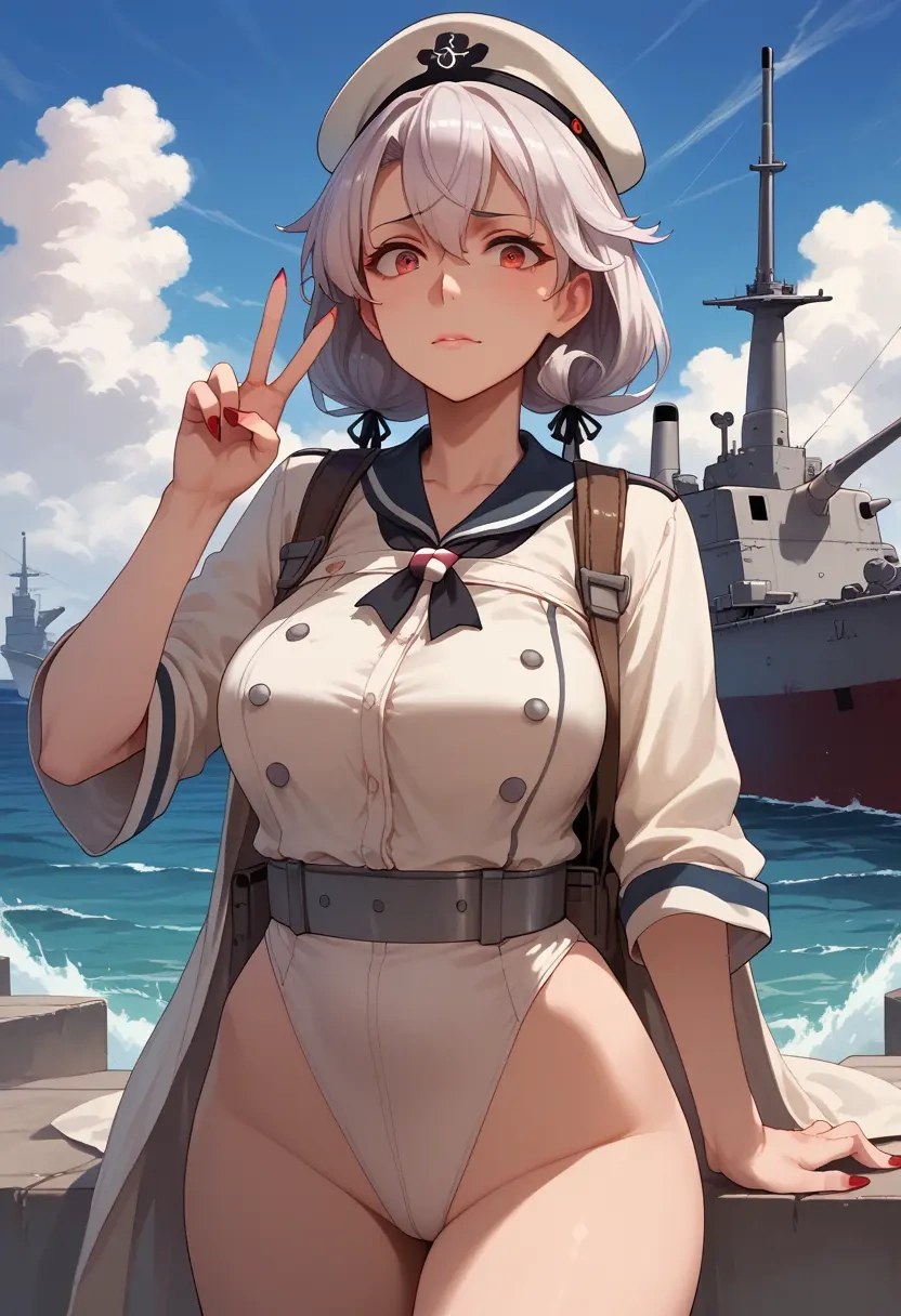 kantai_collection,battleship_princess,mesh graffiti top,dolphin shorts  - 