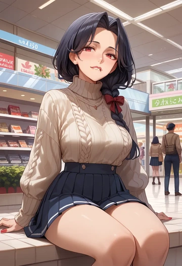 kantai_collection,battleship_princess,sweater,cropped,pleated midi skirt  - AI generated anime art