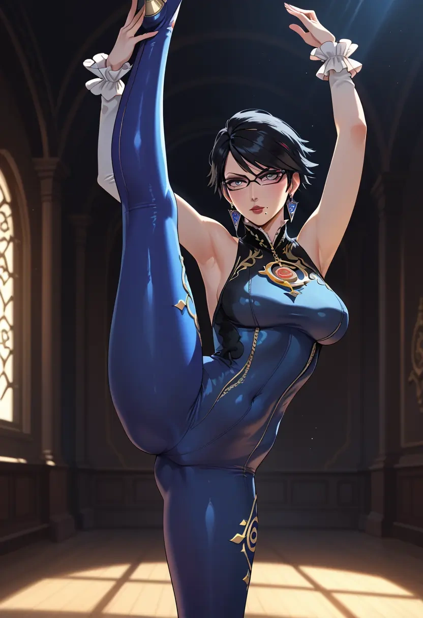 bayonetta_(series),bayonetta,yoga, standing split,sexy,  - 