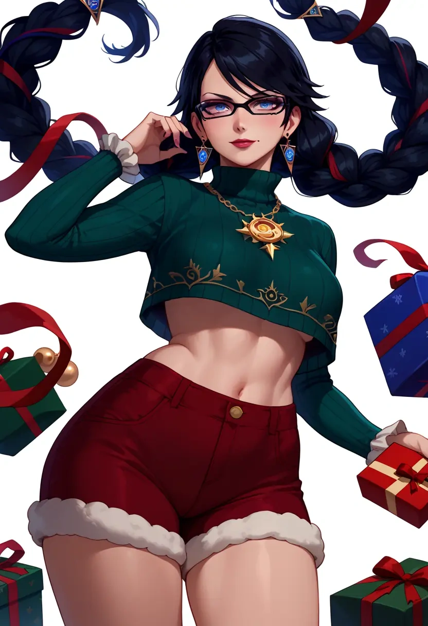 bayonetta_(series),bayonetta,Christmas,red velvet shorts,turtleneck sweater  - 