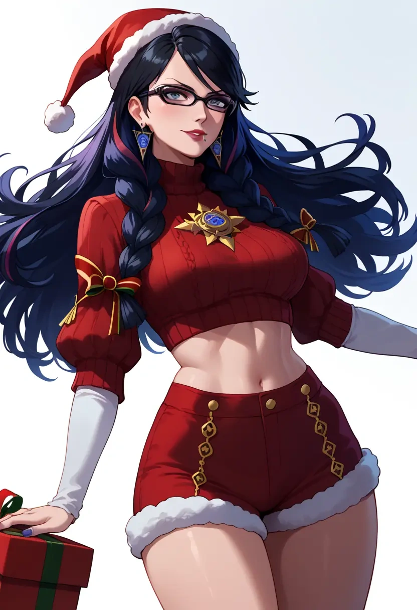 bayonetta_(series),bayonetta,Christmas,red velvet shorts,turtleneck sweater  - 