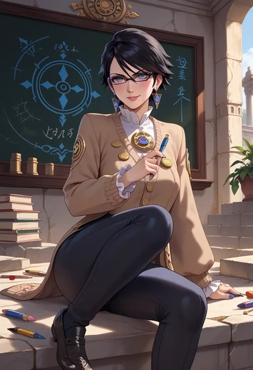 bayonetta_(series),bayonetta,teacher, sweater  - AI generated anime art