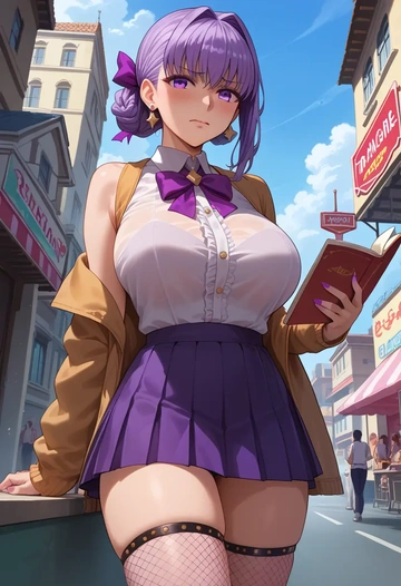 fate_(series),bb_(fate),mini skirt, stockings  - AI generated anime art