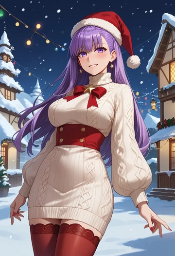 fate_(series),bb_(fate),Christmas,sweater dress,stockings  - AI generated anime art