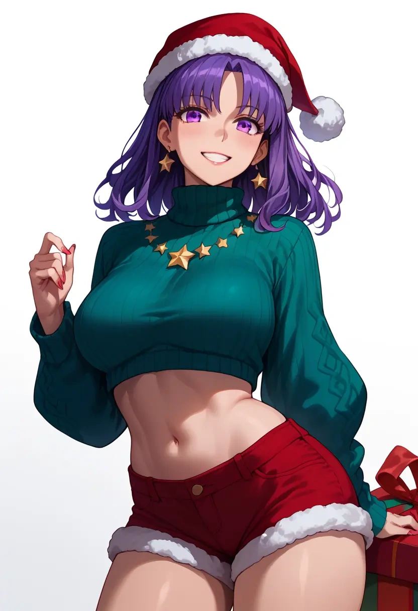 fate_(series),bb_(fate),Christmas,red velvet shorts,turtleneck sweater  - 