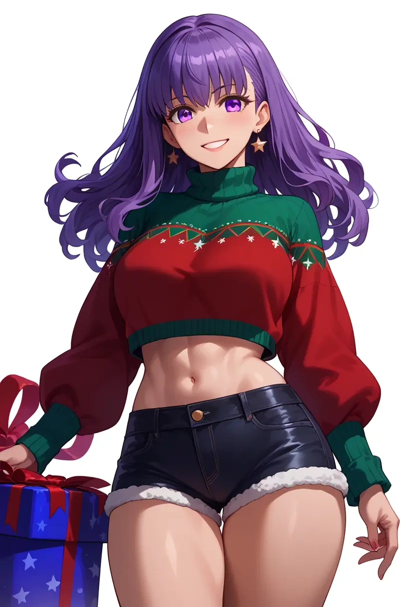 fate_(series),bb_(fate),Christmas,red velvet shorts,turtleneck sweater  - 