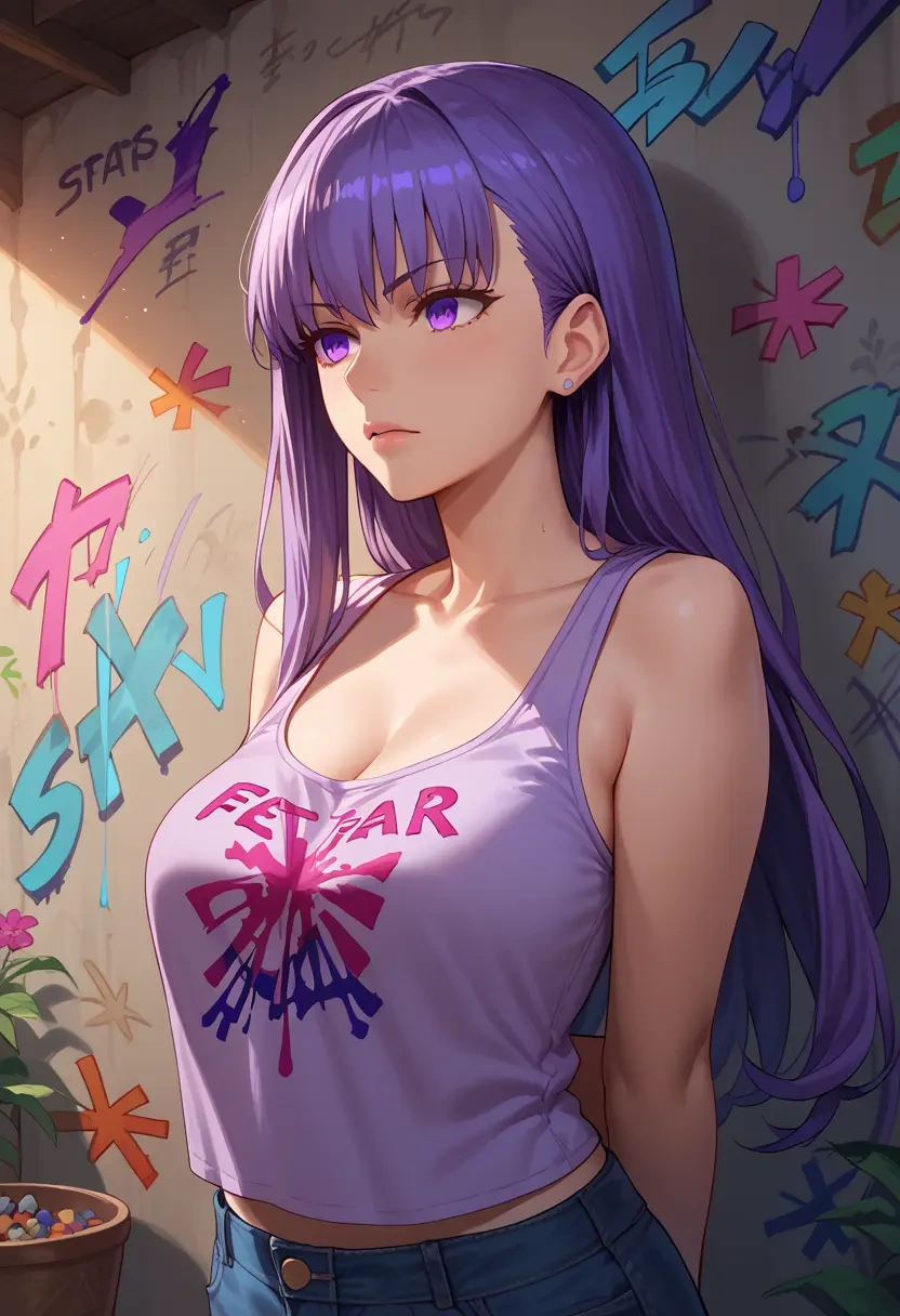 fate_(series),bb_(fate),abstract graffiti tank,dolphin shorts  - 