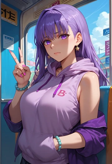 fate_(series),bb_(fate),sleeveless hoodie,biker shorts  - AI generated anime art